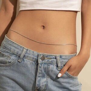 3/$35 Stainless Steel Thin Delicate Waist Belly Chain Silver Body Jewelry